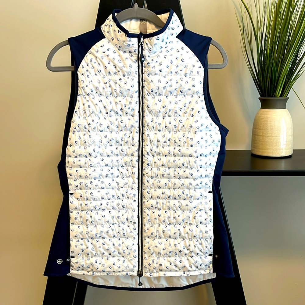 Peter Millar Blue & White Ladies Golf Vest Size M